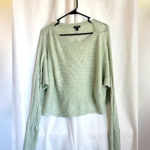 Express Dolman Sleeve Crop Sheer crochet top